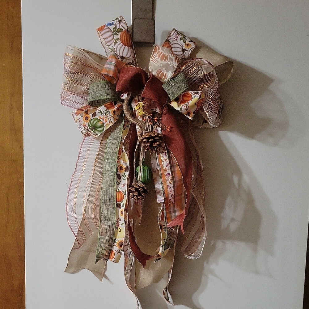 Festive Autumn Ribbon Bow Decor